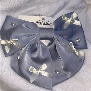Natasha Light Blue / Purple Hair Bow Ribbon Accents Coquette